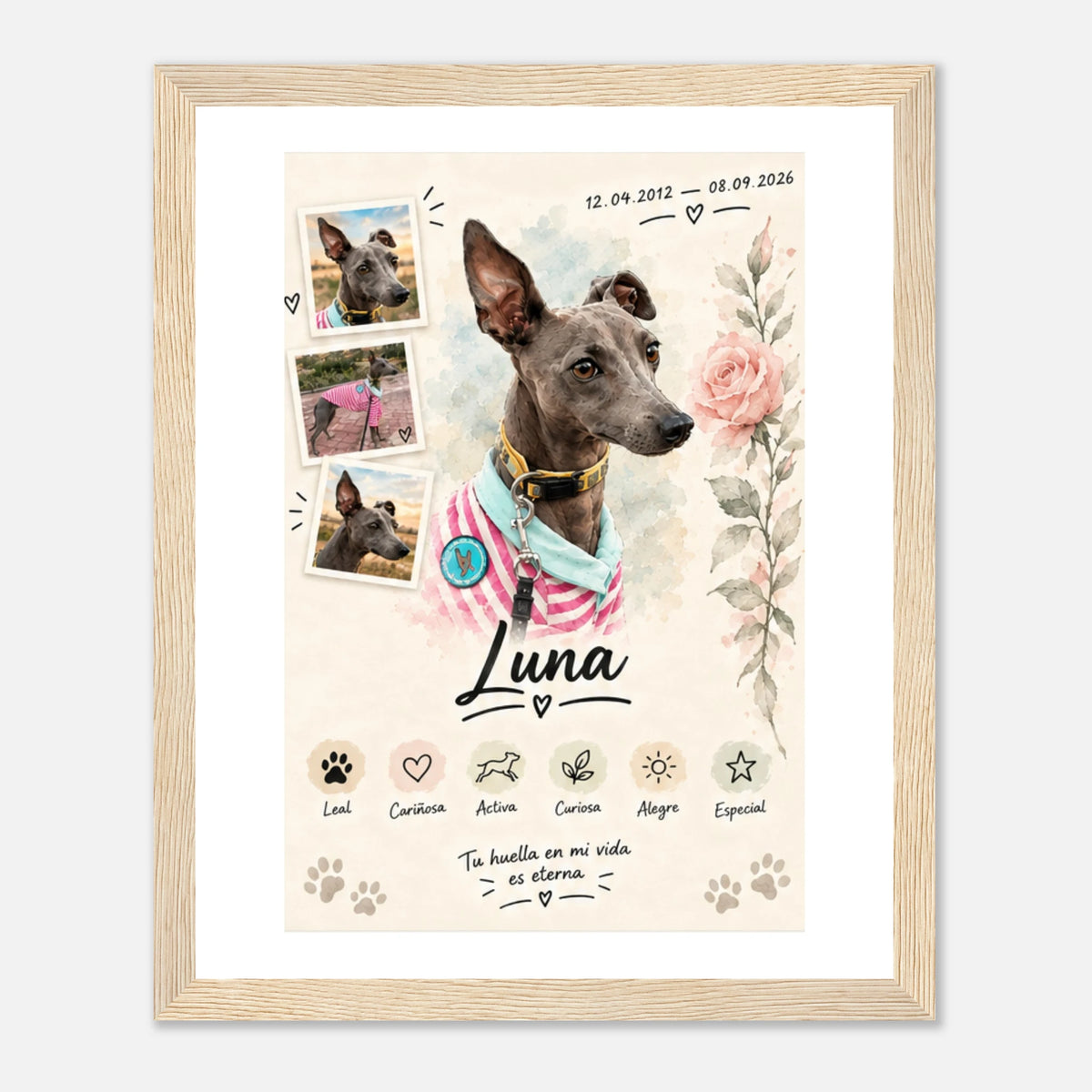 Retrato personalizado de mascota estilo Rosa – vista 21