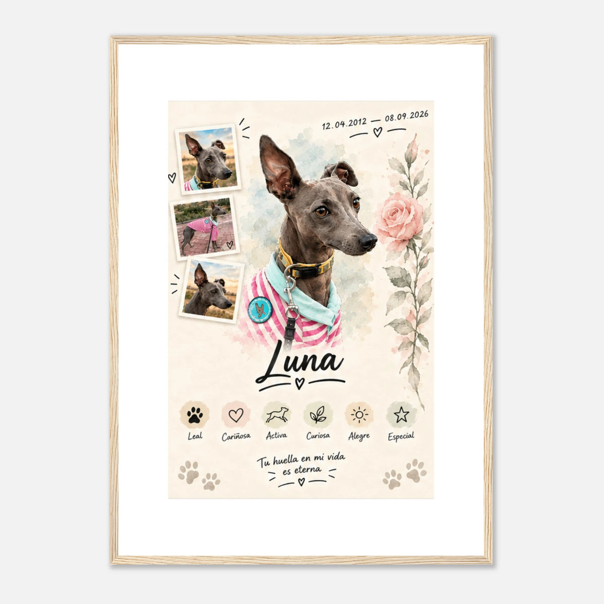 Retrato personalizado de mascota estilo Rosa – vista 8