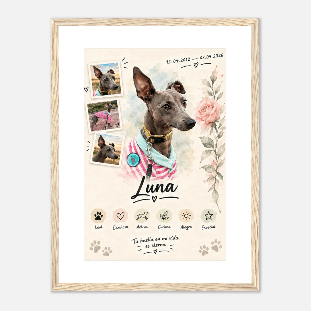 Retrato personalizado de mascota estilo Rosa – vista 13