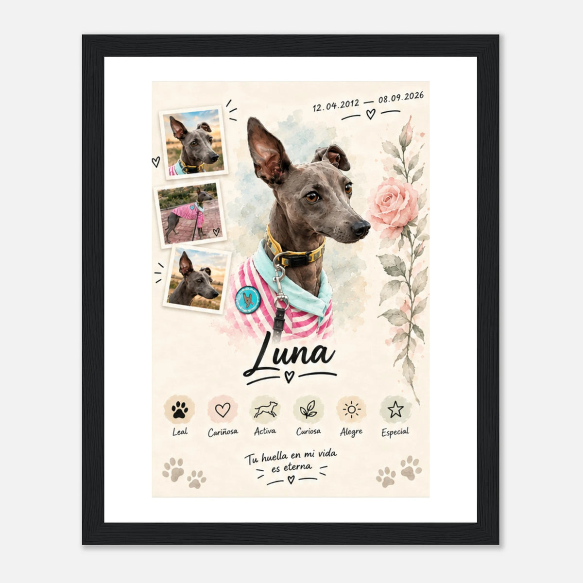 Retrato personalizado de mascota estilo Rosa – vista 18