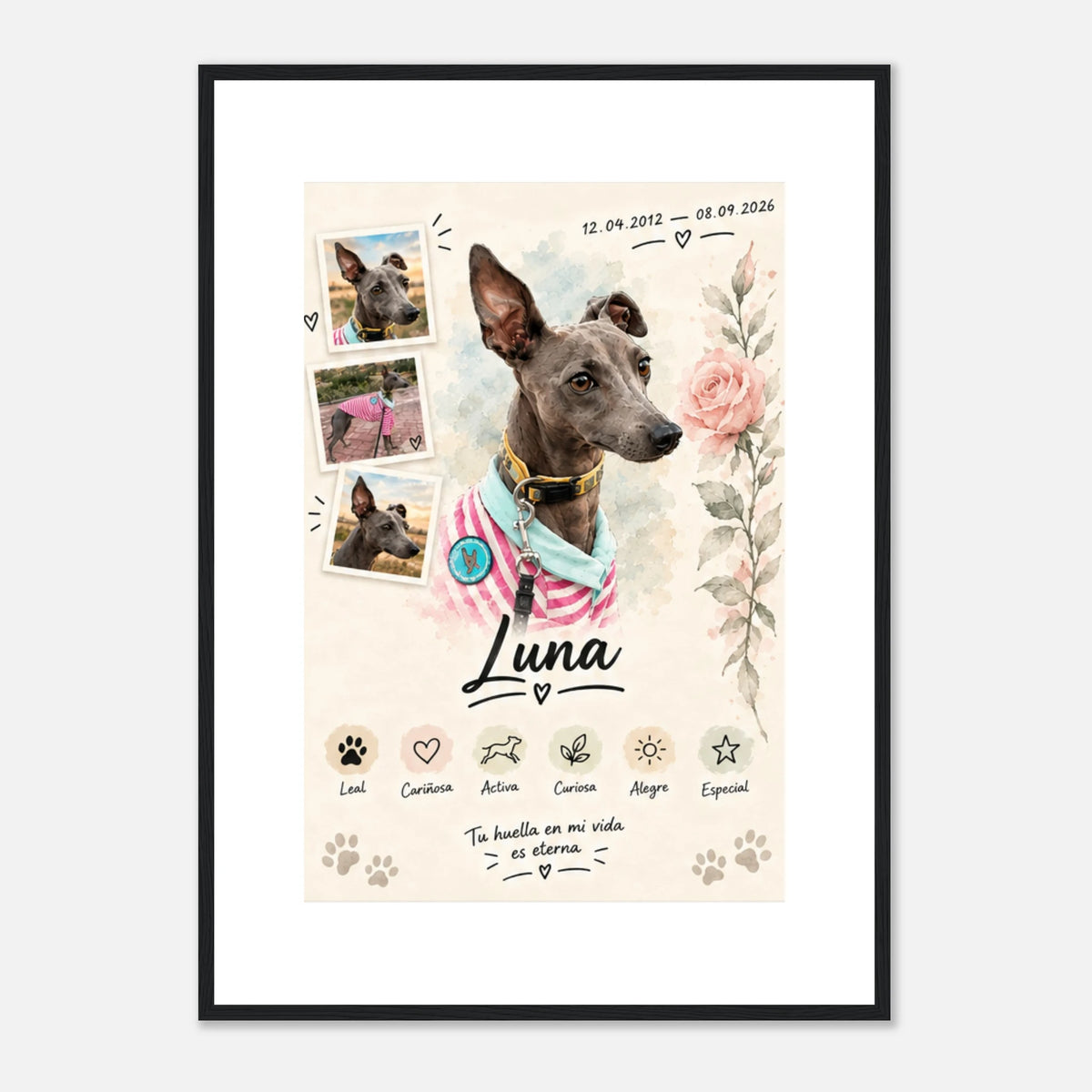 Retrato personalizado de mascota estilo Rosa – vista 3