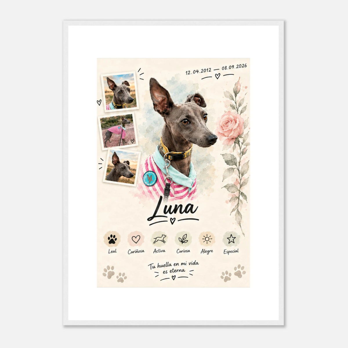 Retrato personalizado de mascota estilo Rosa – vista 17